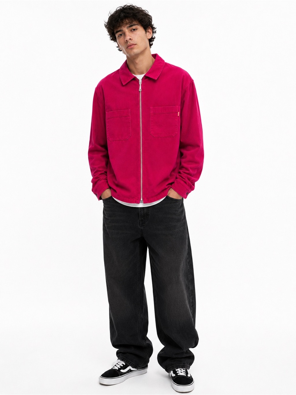 Supreme Pink Magenta Full Zip Velour Shirt Jacket Men's Size Large SS18